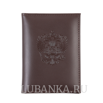 Обложка для автодокументов Россия с картхолдером коричневая