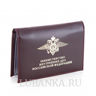 Обложка для автодокументов и удостоверения МВД с жетоном бордовая