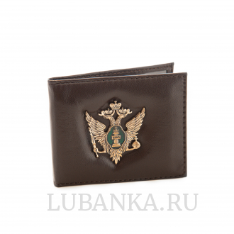 Обложка для удостоверения Министерство Юстиции с жетоном узкая пухлая коричневая