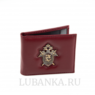 Обложка для удостоверения СКР с жетоном узкая пухлая бордовая