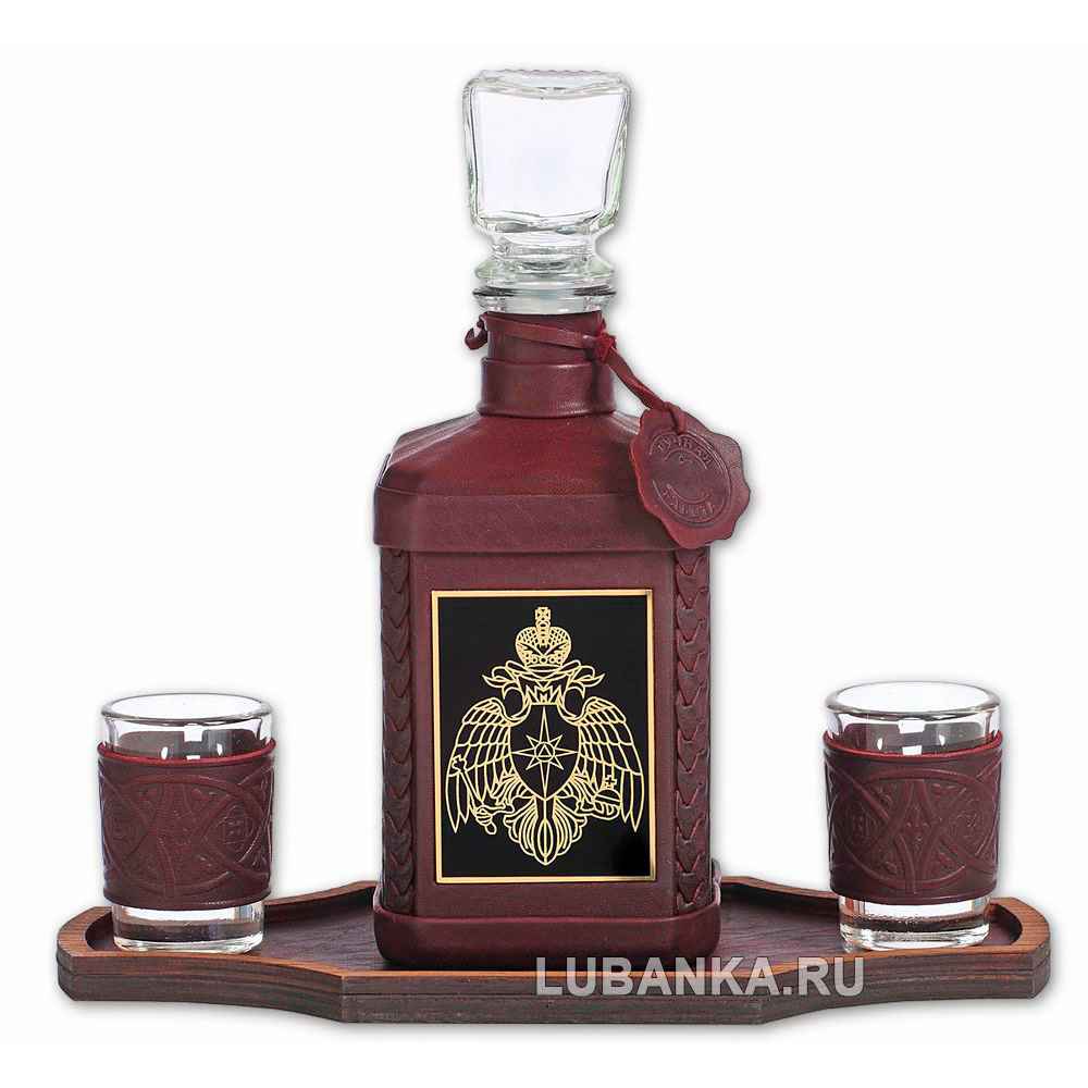 Набор для водки «МЧС» бордовый