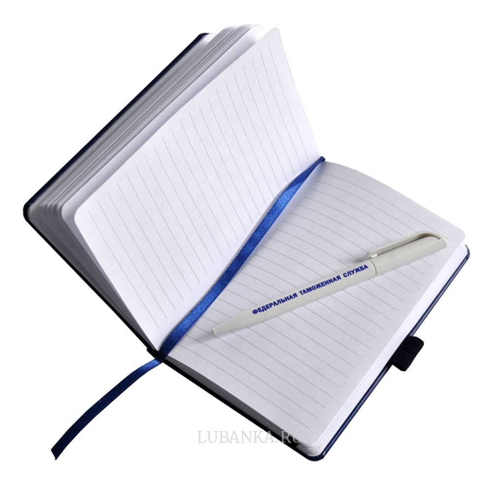 Блокнот с ручкой ФТС темно синий