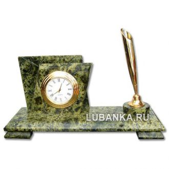 Настольный набор для руководителя «Часы» из камня