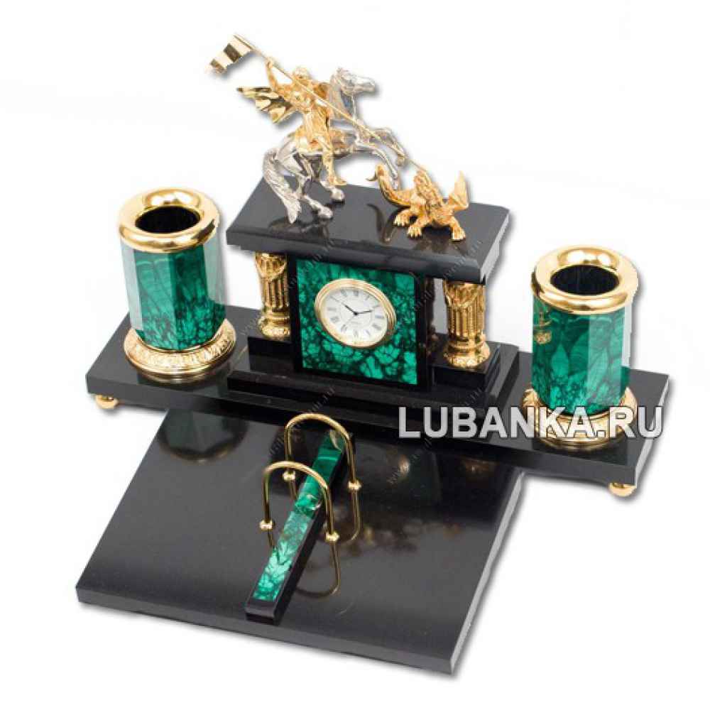 Настольный набор для руководителя «Георгий Победоносец» из камня